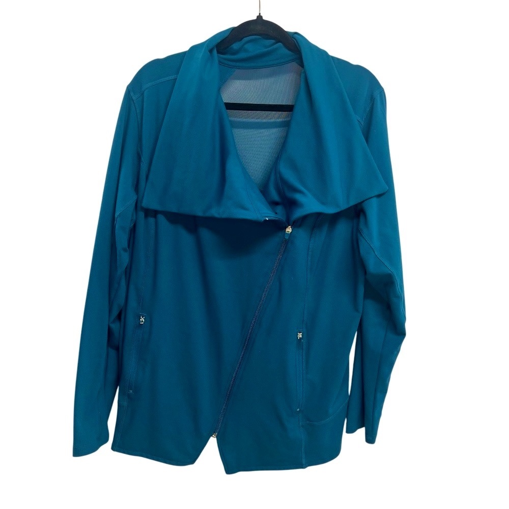Lane Bryant Performance Jacket Stretch Zip-Front Jacket Mesh Teal‎ Blue 3x